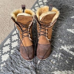 No.6 fleece lined clog lace up boots